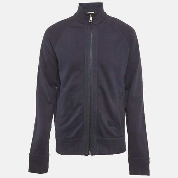 Burberry London Blue Cotton Knit Zip-Up Jacket M
